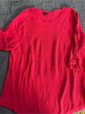 Talbots Bright Pink Button-Sleeve Knit Tunic